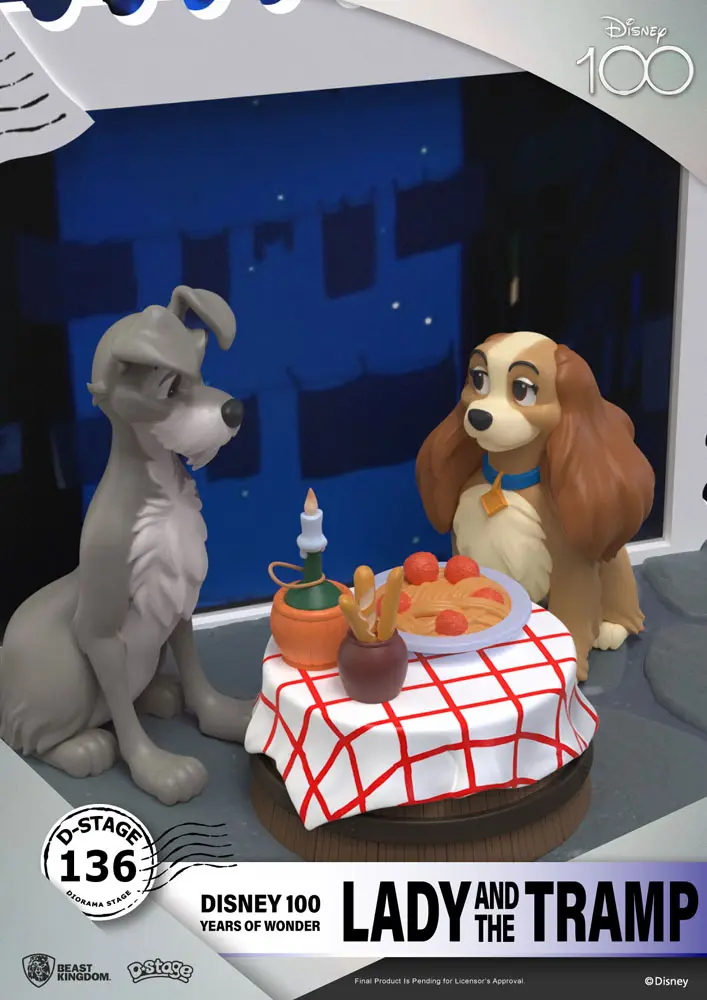 Disney 100th Anniversary D-Stage PVC Diorama Lady And The Tramp 12 cm termékfotó