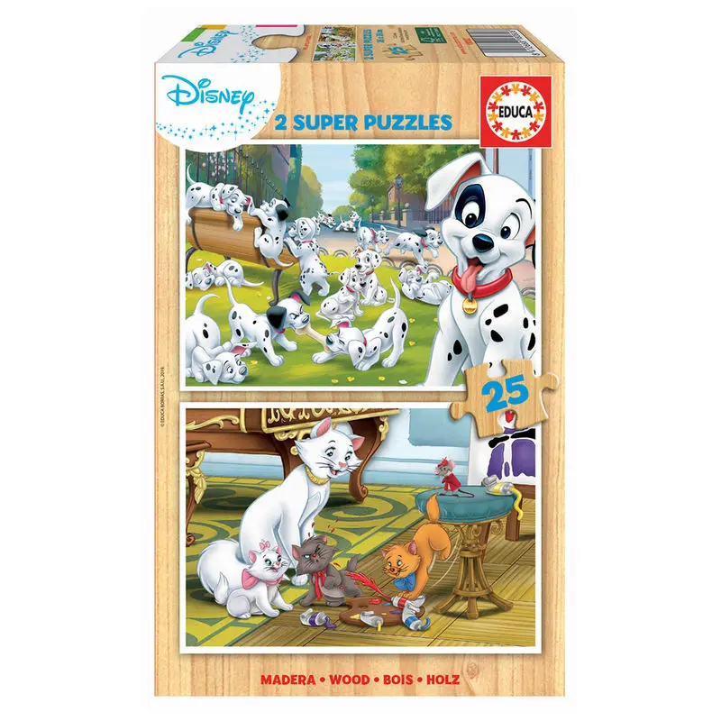 Disney Animals Dalmatians + Aristocats wooden puzzle 2x25pcs product photo
