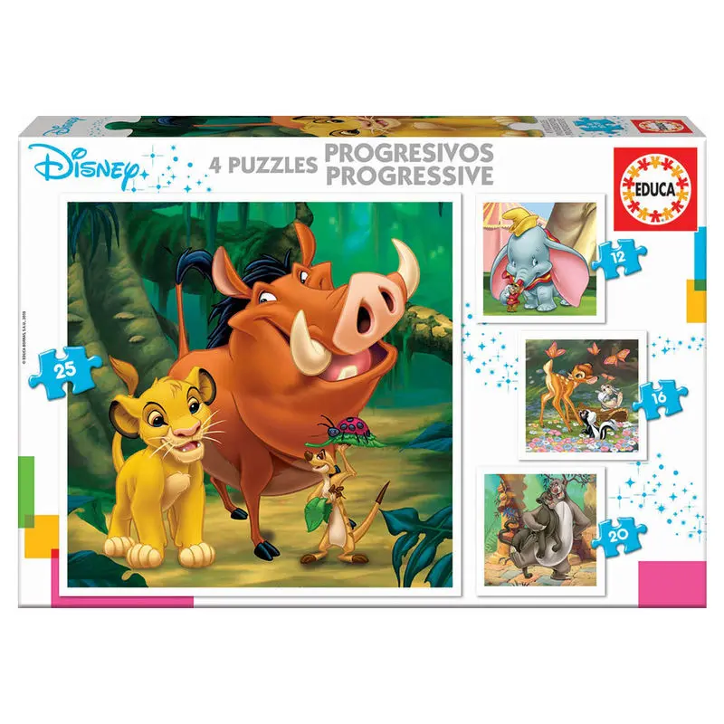 Disney Animals Dumbo + Bambi + Lion King + Jungle Book puzzle 12-16-20-25pcs product photo