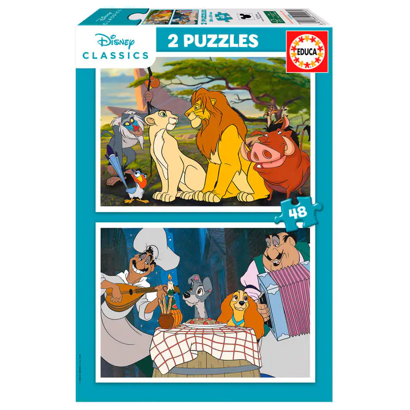Disney Animals The Lion King + Lady and Trump puzzle 2x48pcs product photo