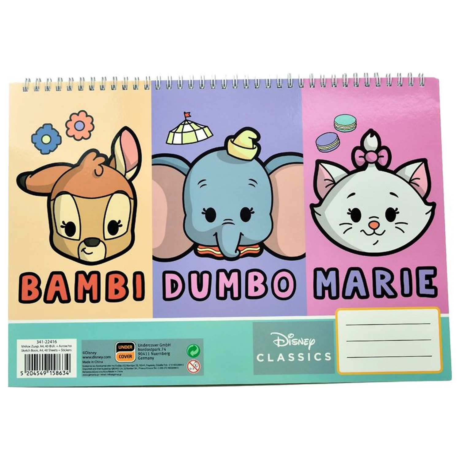 Disney Classics Animals A/4 spiral sketchpad with 40 sheets and stickers product photo