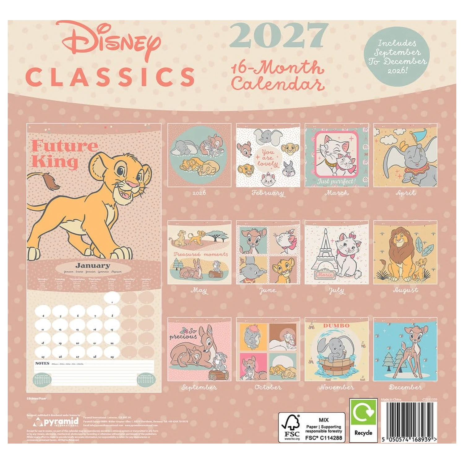 Disney Classics Calendar Treasured Memories 2027 30 x 30 cm product photo