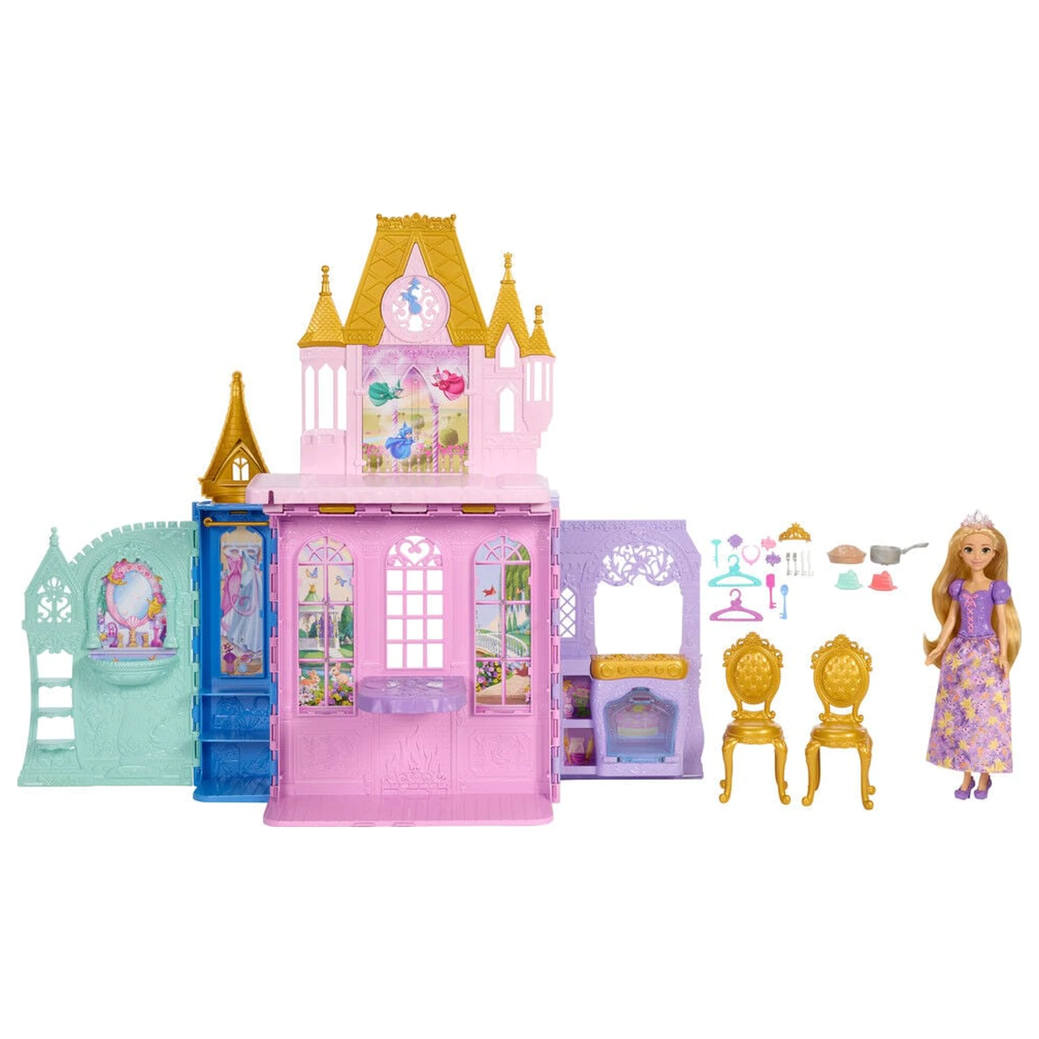 Disney Princess Rapunzel Doll and Close & Carry Castle playset product photo