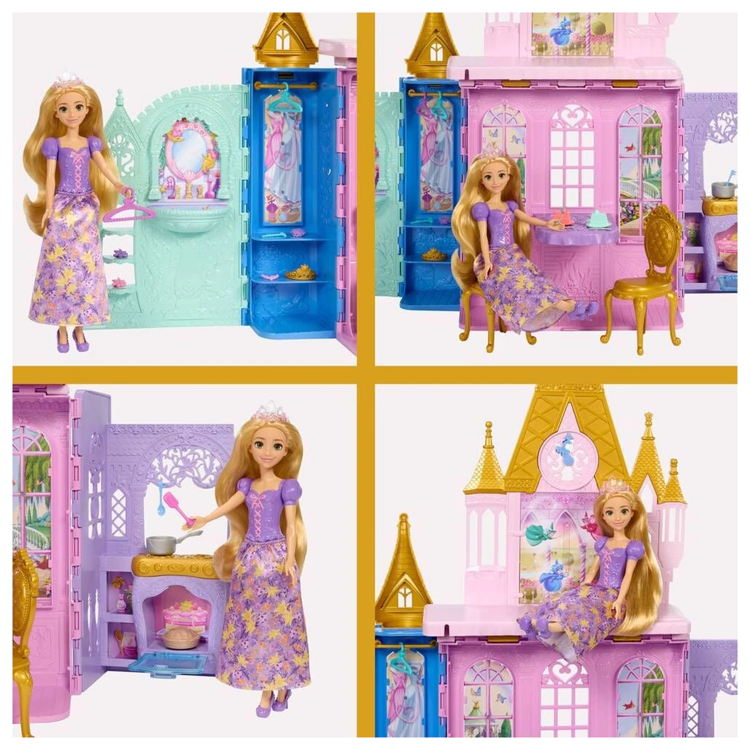Disney Princess Rapunzel Doll and Close & Carry Castle playset product photo