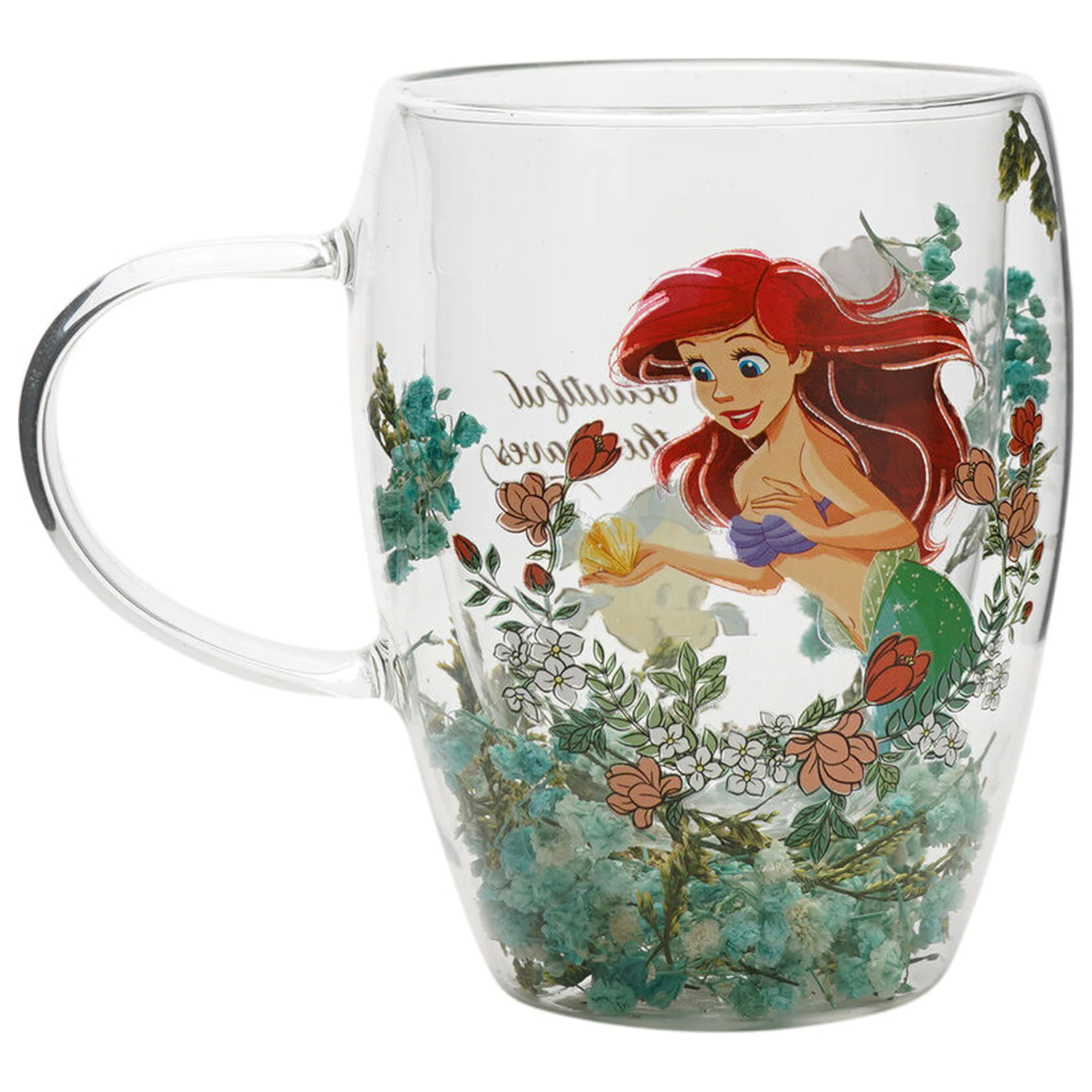 Disney Princess Ariel floral decorative glass mug 300 ml product photo