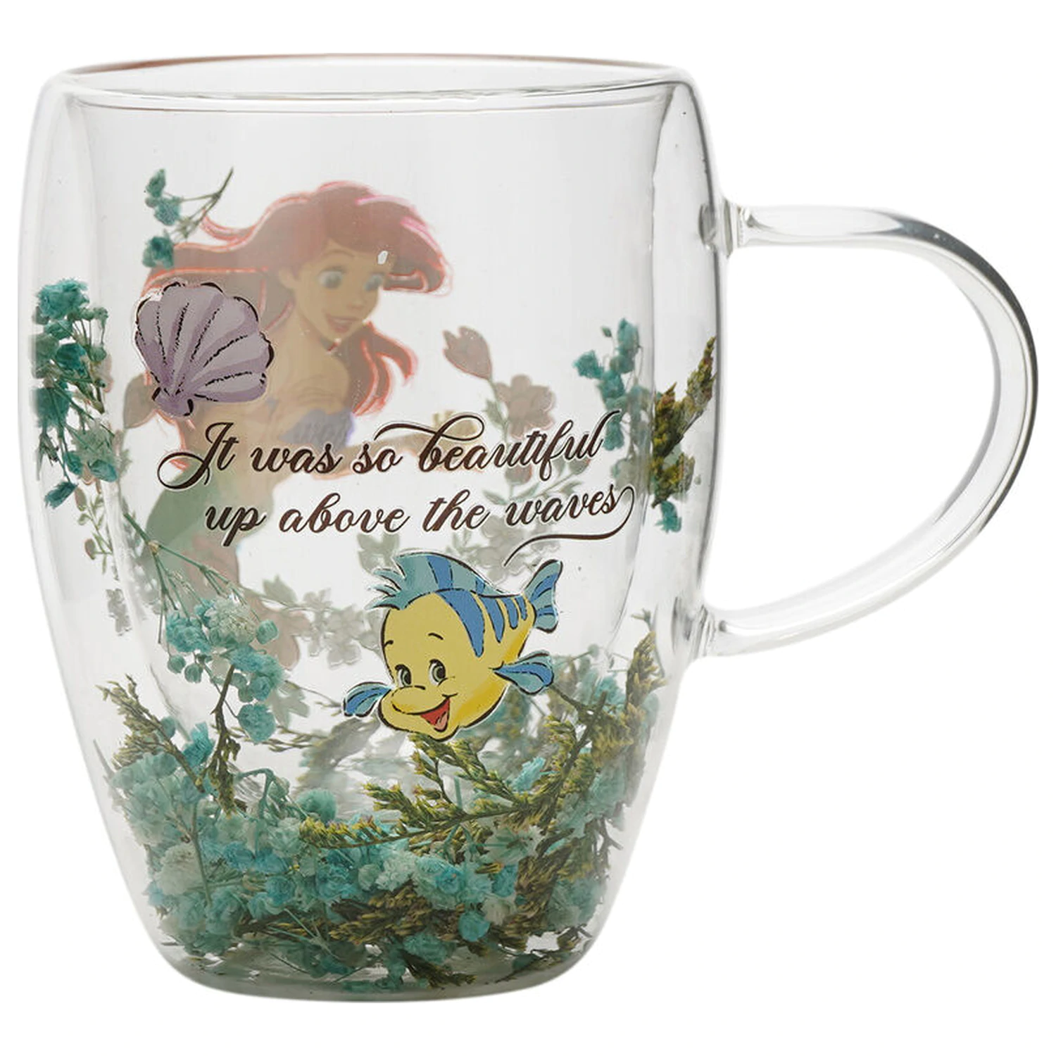 Disney Princess Ariel floral decorative glass mug 300 ml product photo