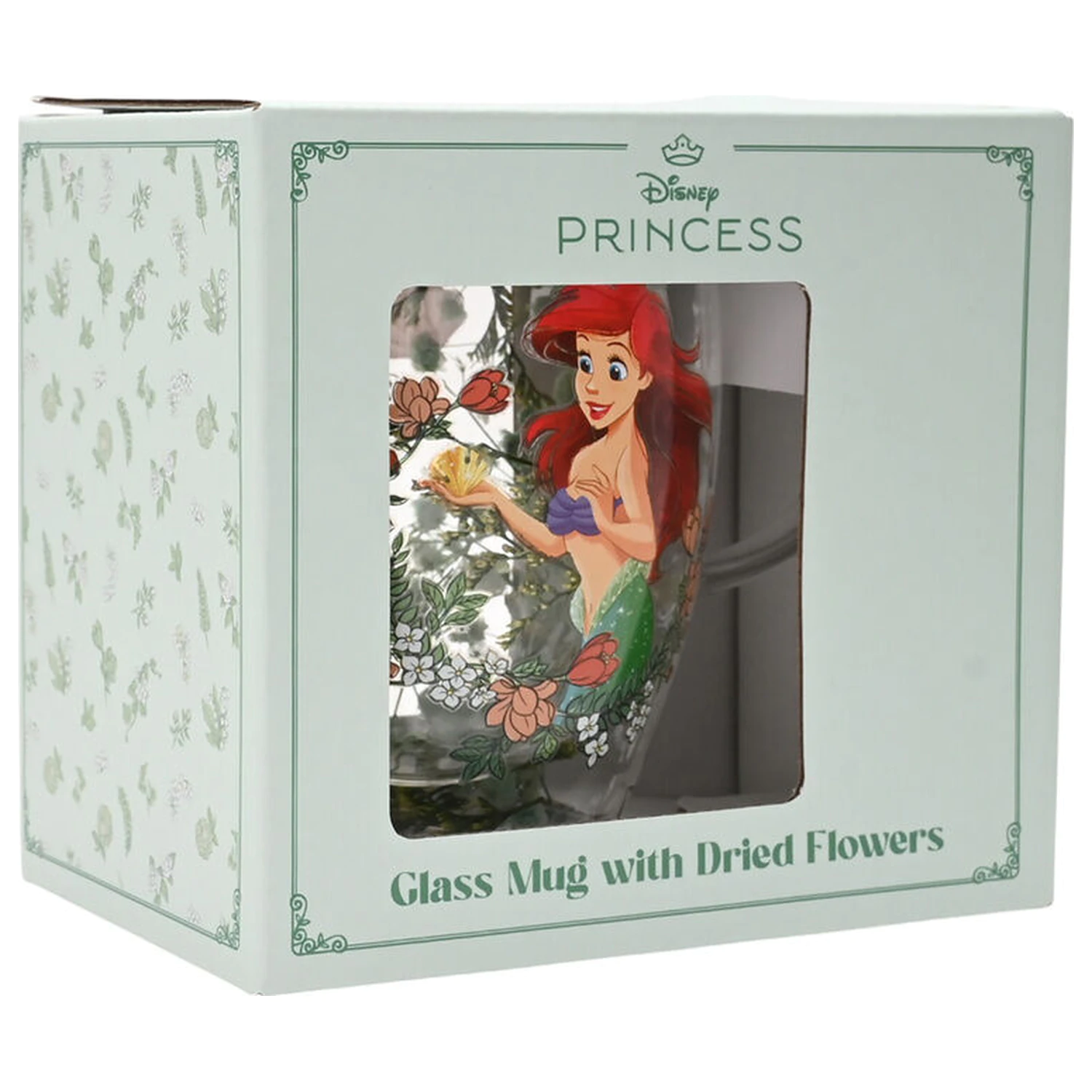 Disney Princess Ariel floral decorative glass mug 300 ml product photo