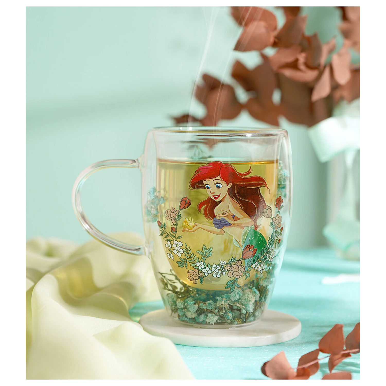 Disney Princess Ariel floral decorative glass mug 300 ml product photo