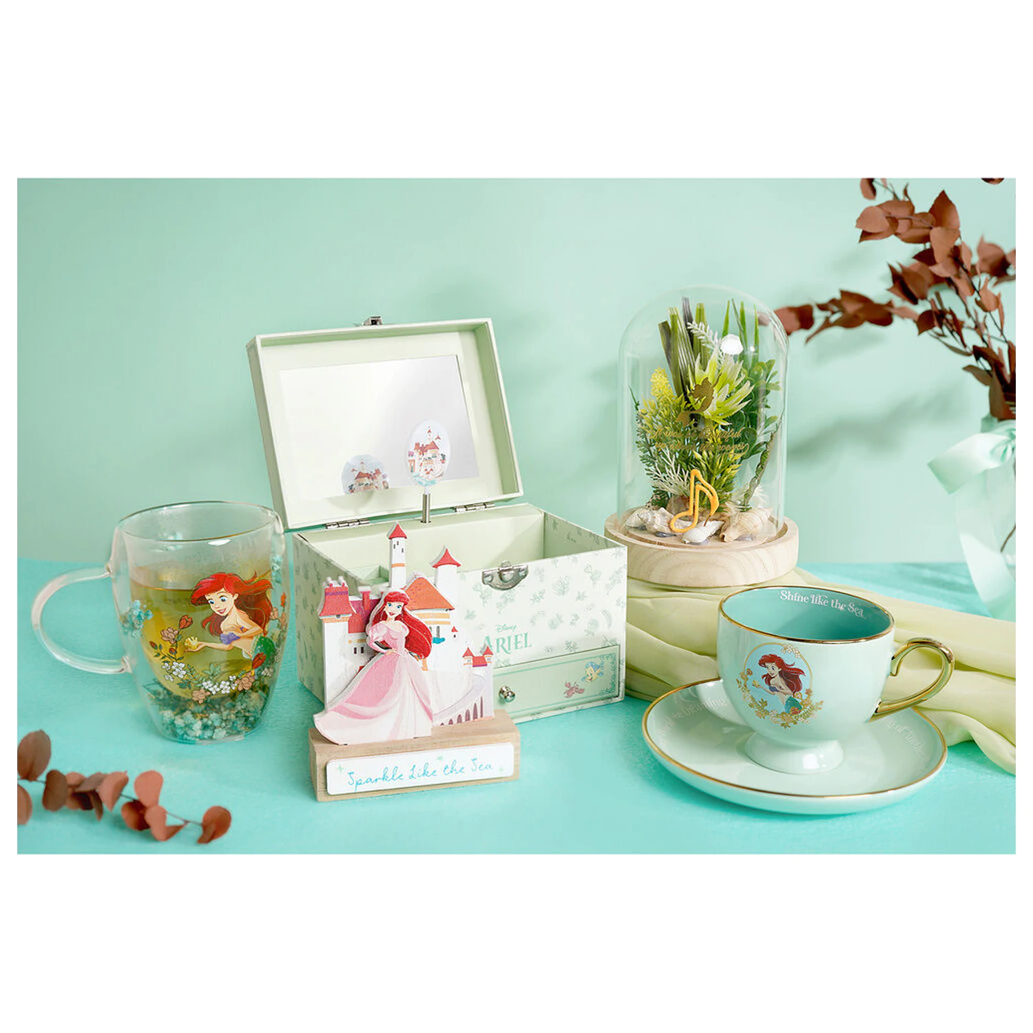 Disney Princess Ariel floral decorative glass mug 300 ml product photo