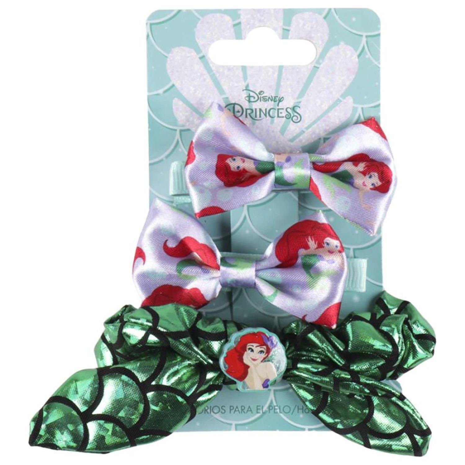 Disney Princesses Ariel Hair Tie and Hair Clip Set 3-Piece product photo