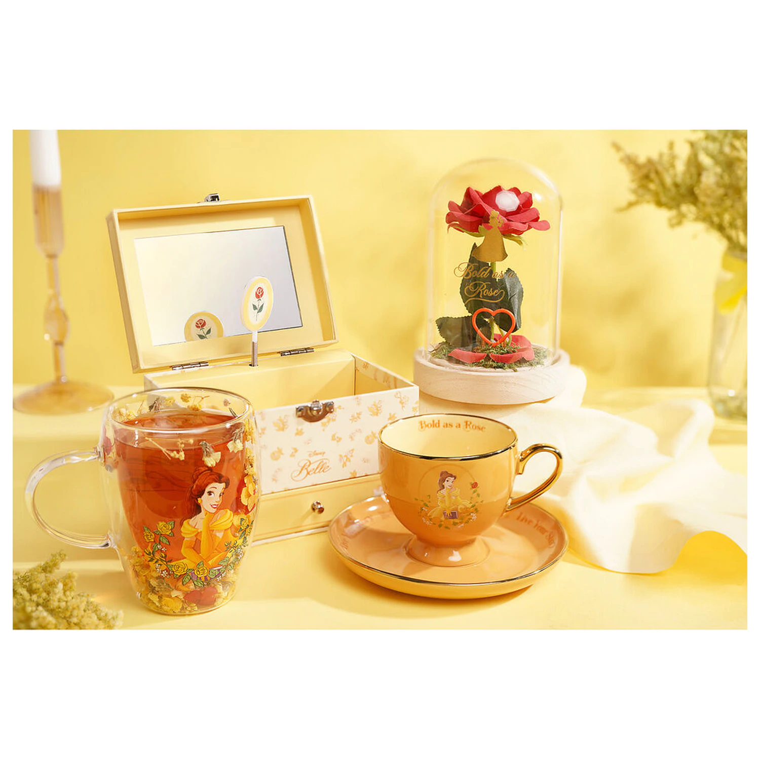 Disney Princess Belle Glass with Dried Flowers 300 ml product photo