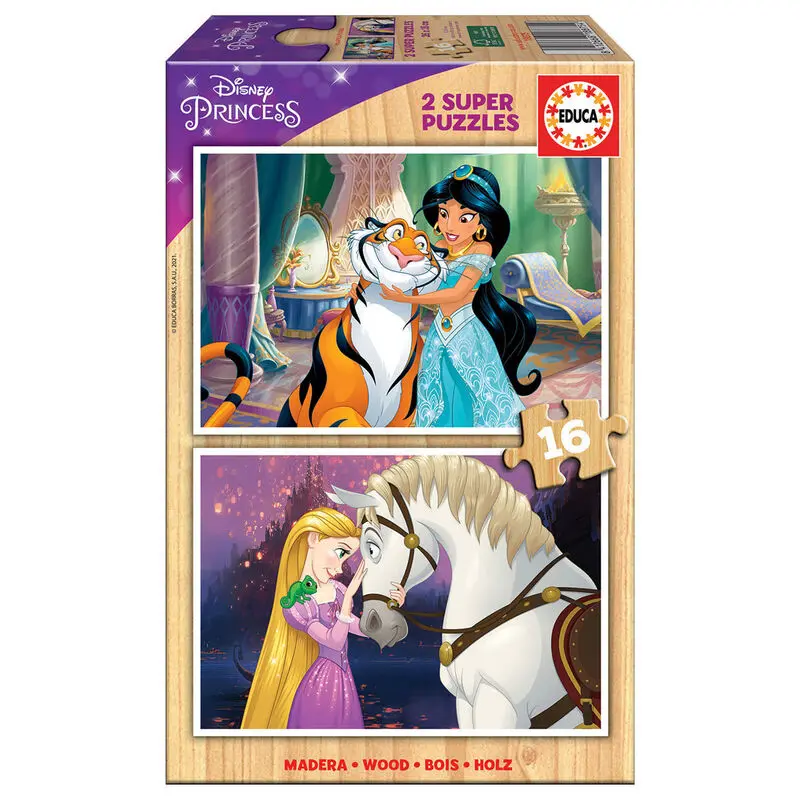 Disney Princess Jasmine + Rapunzel wooden puzzle 2x16pcs product photo