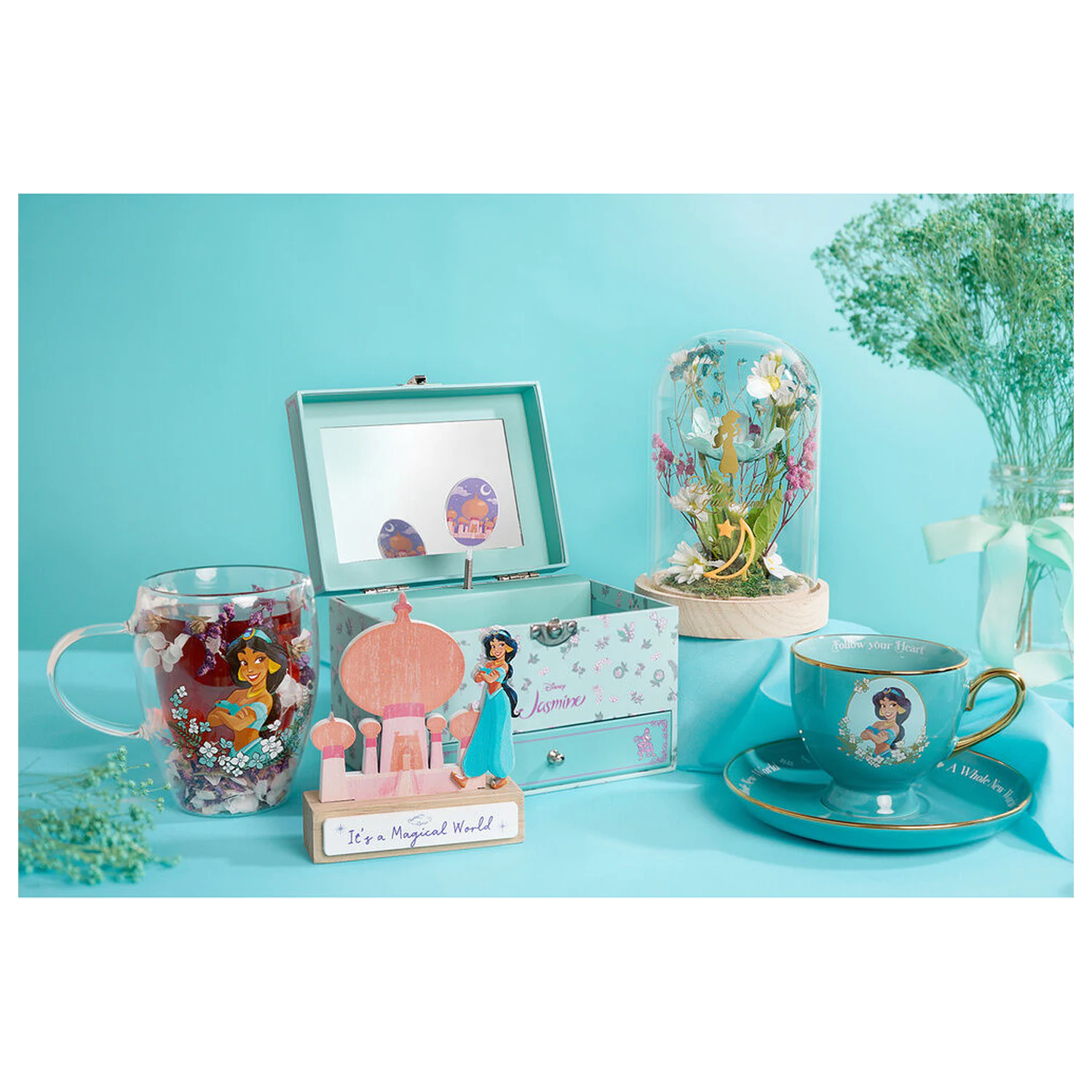 Disney Princess Jasmine Glass with Dried Flowers 300 ml product photo