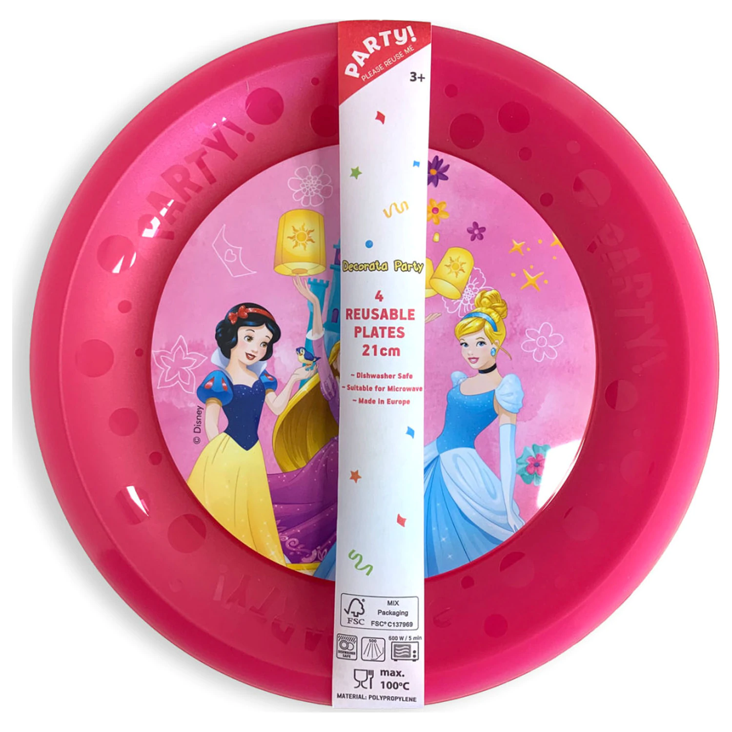 Disney Princess Live Your Story micro premium plastic flat plate 4-piece set 21 cm product photo