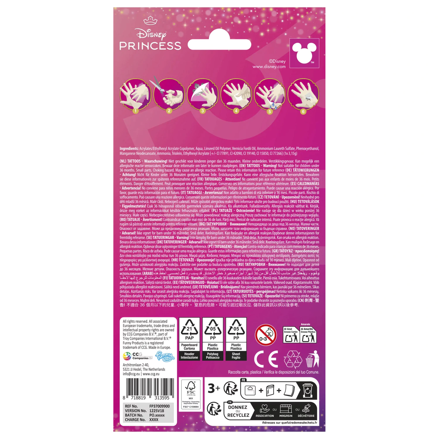 Disney Princesses Magic Tattoos 12-piece product photo