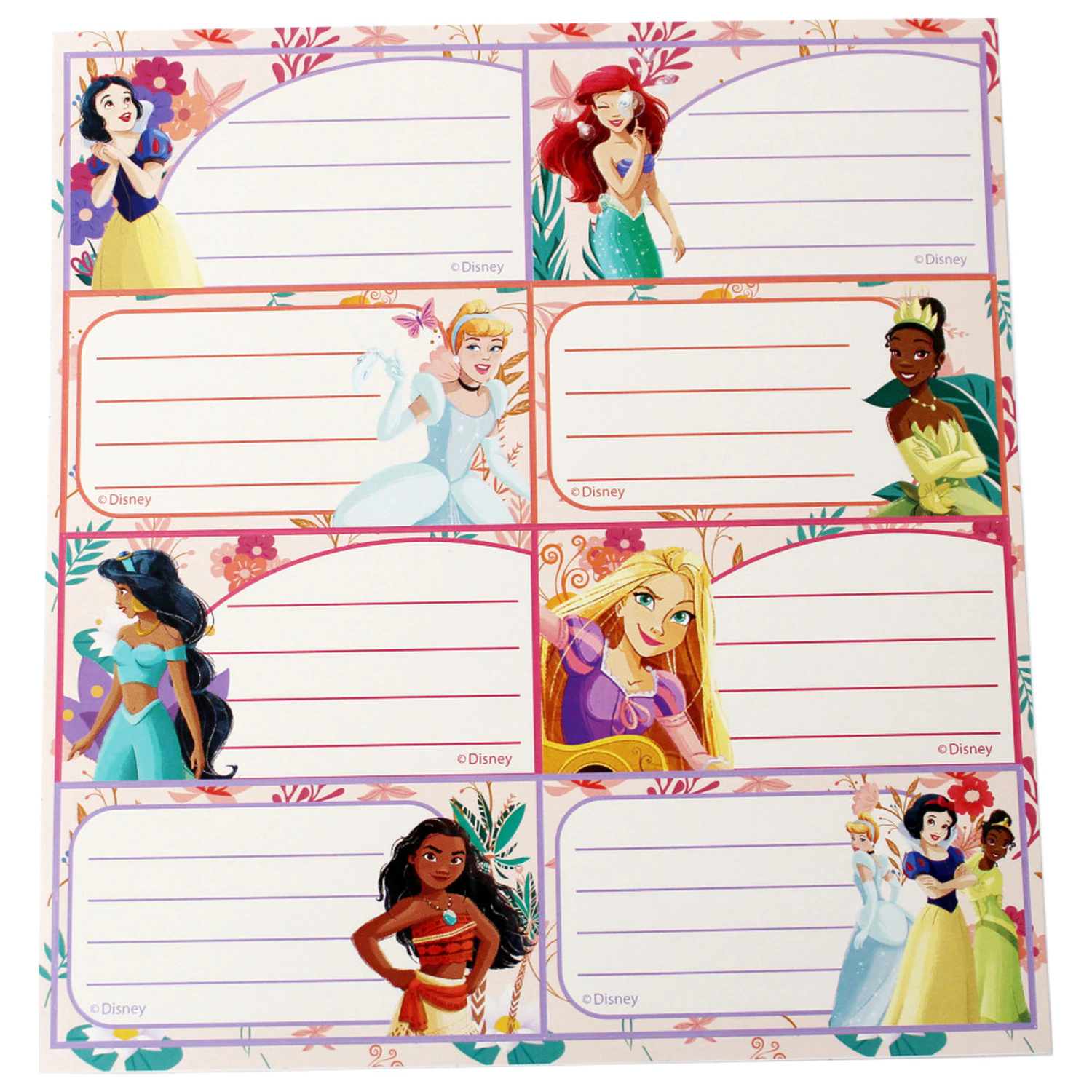 Disney Princesses Spring Notebook Label 16 pieces product photo