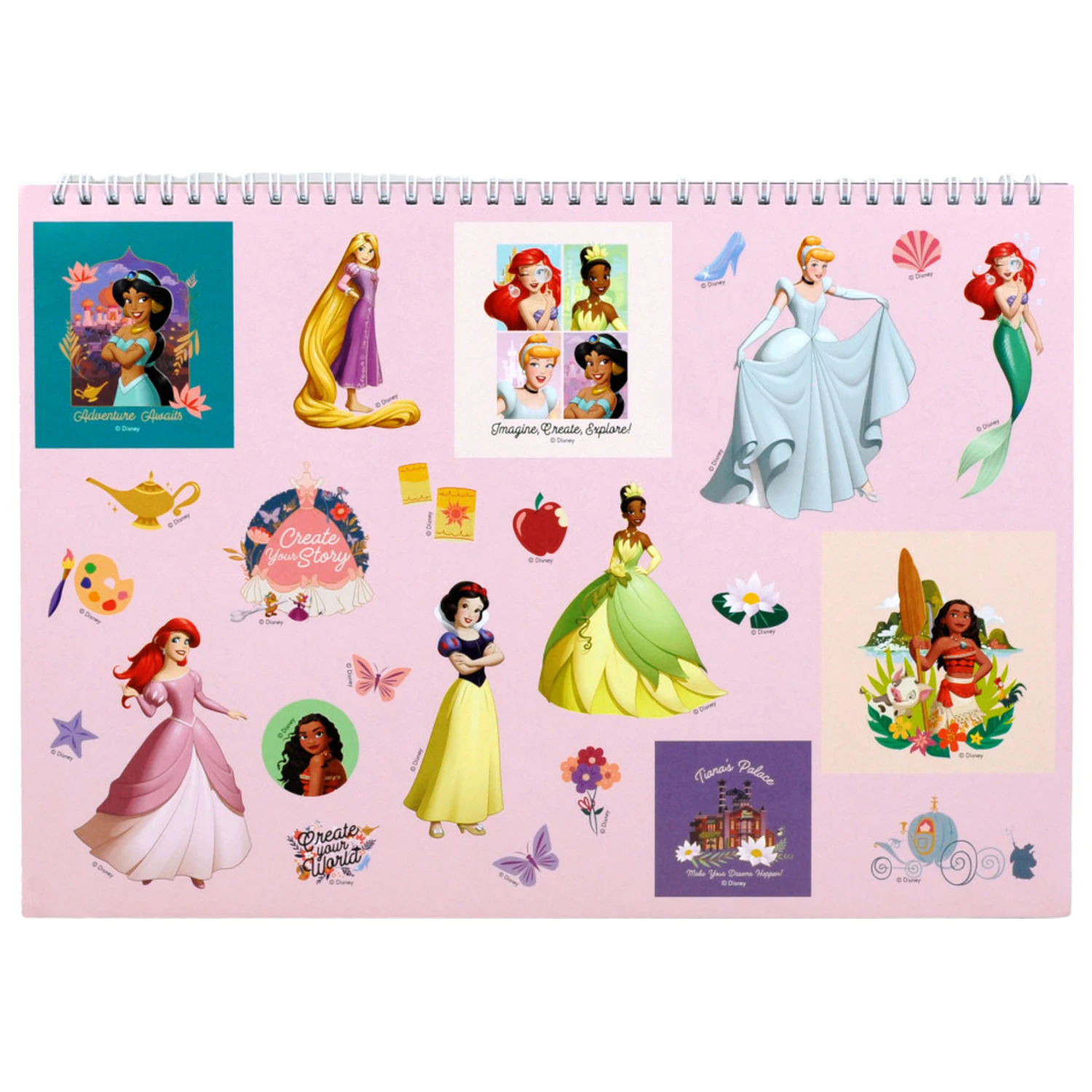 Disney Princess Your World A/4 Spiral Sketchbook 40 Sheets with Stickers product photo