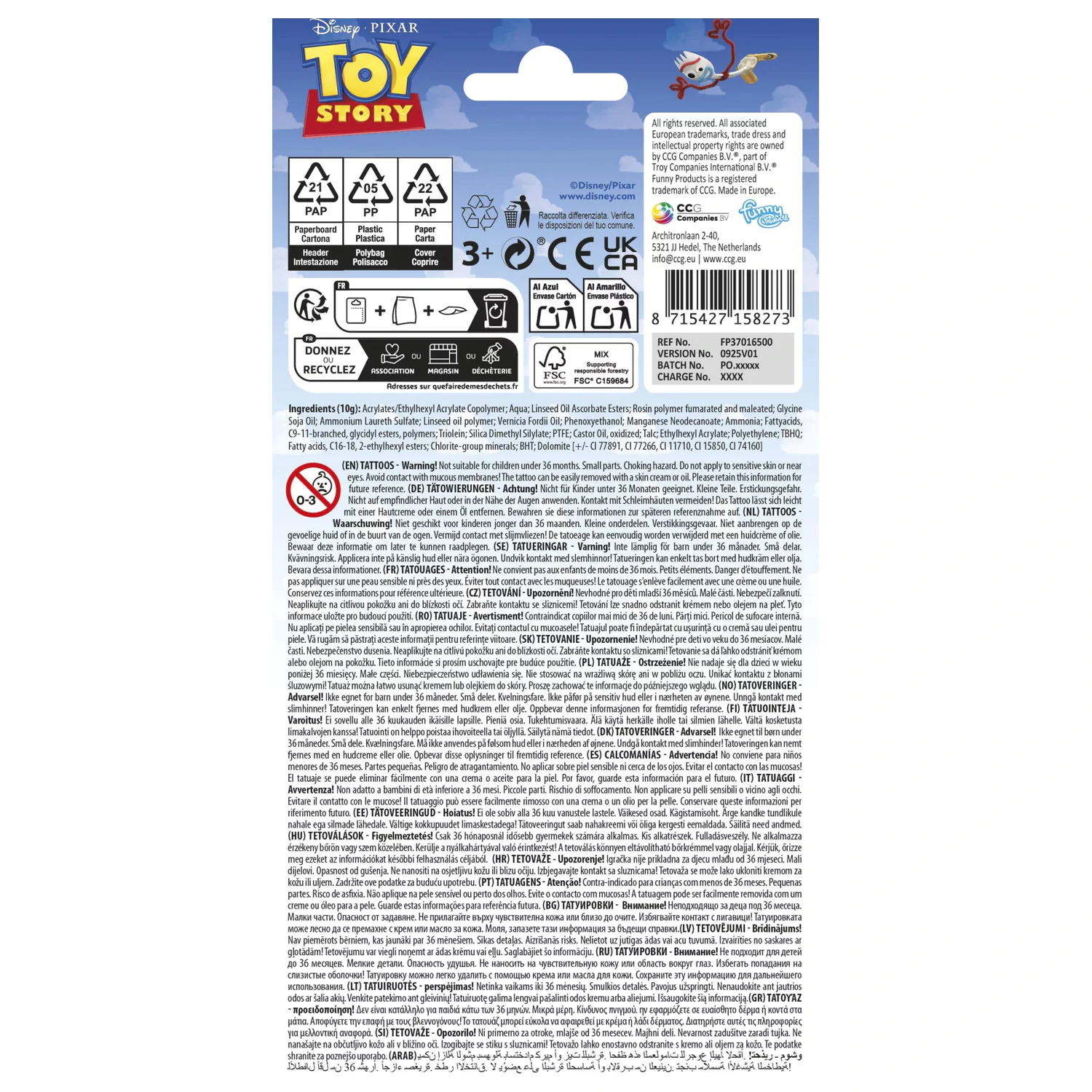 Disney Toy Story Adventure Tattoo 12 pc product photo
