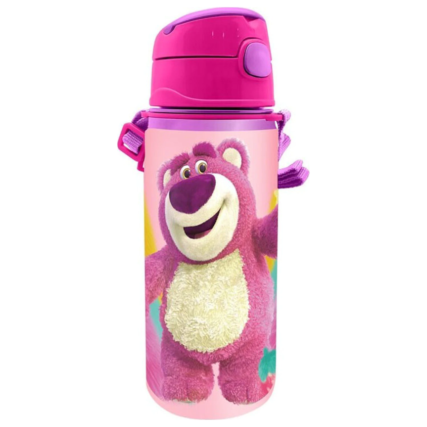 Disney Toy Story Lotso Aluminum Water Bottle with Straw and Lanyard 600 ml product photo