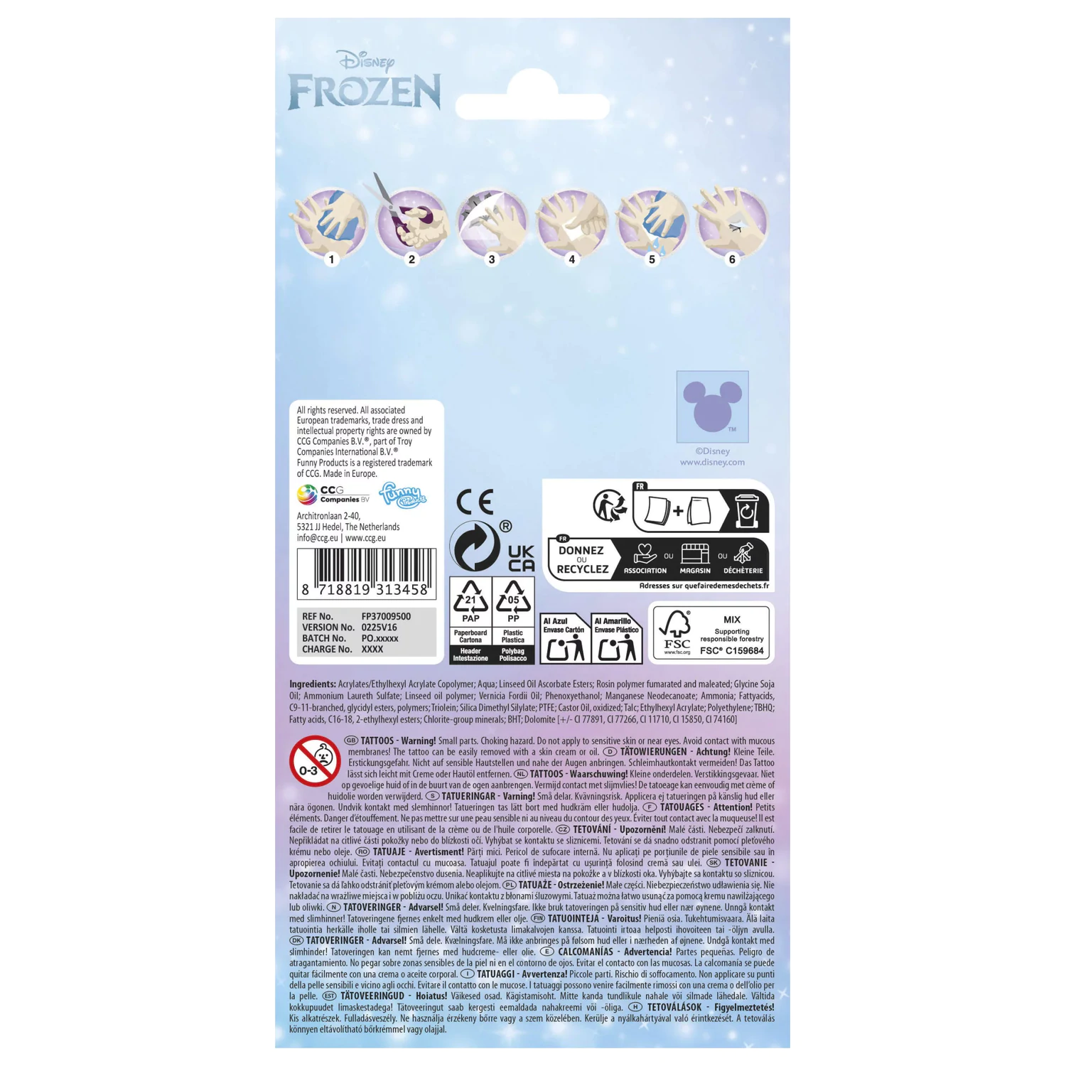 Disney Frozen Adventure Tattoo 12-piece product photo