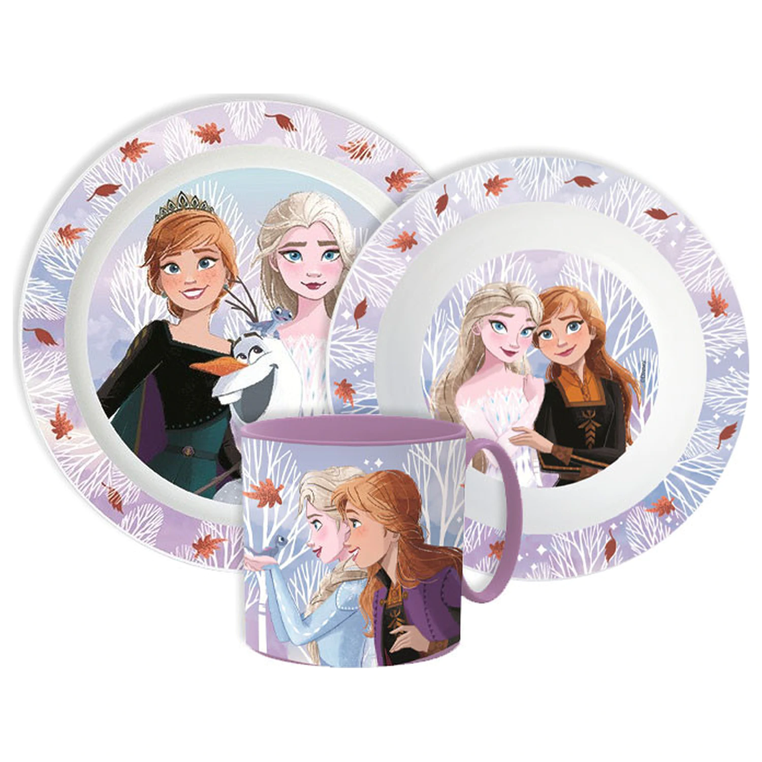 Disney Frozen Autumn Leaves dinnerware set, micro plastic set with mug product photo