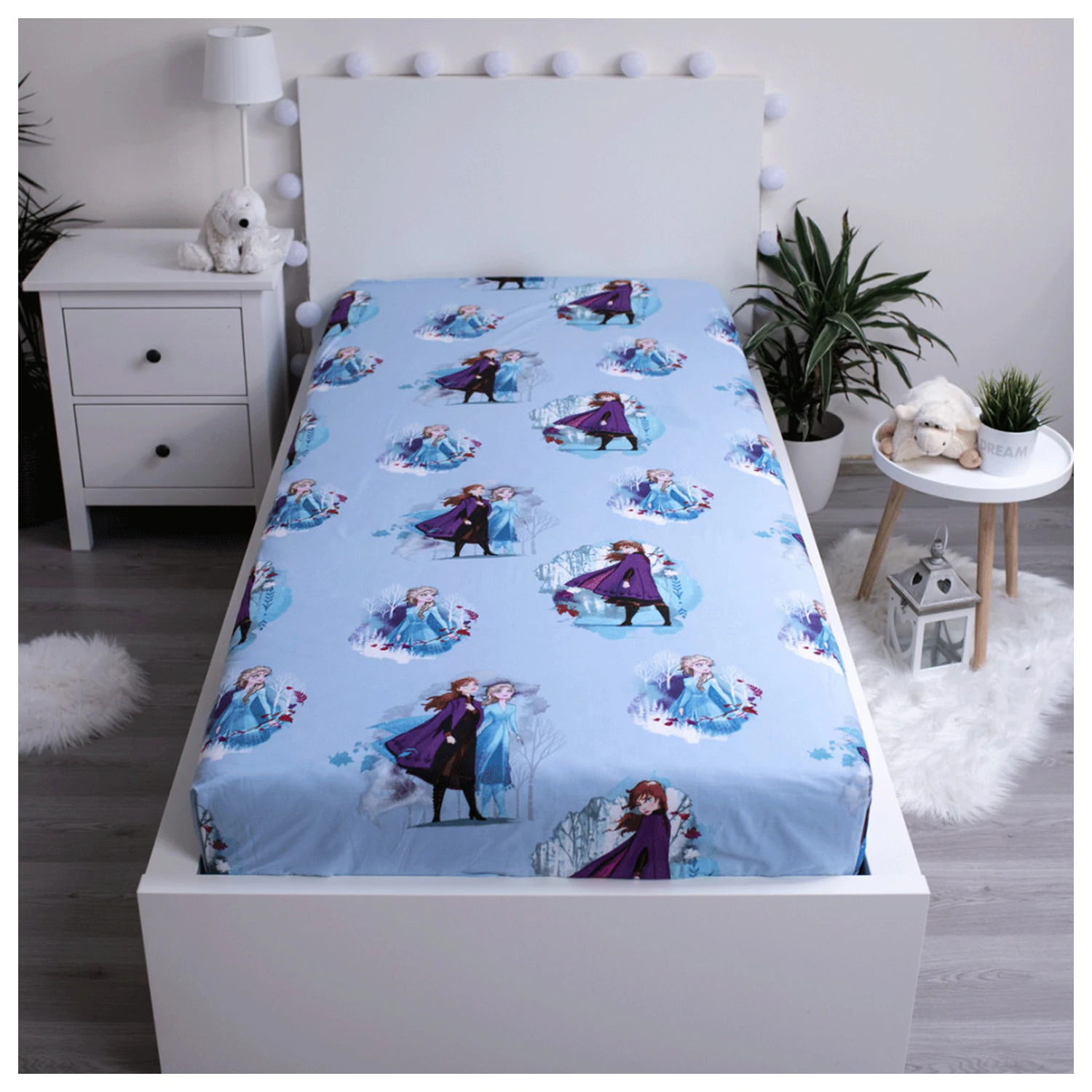 Disney Frozen Blue Leaves Fitted Sheet 90*200 cm product photo