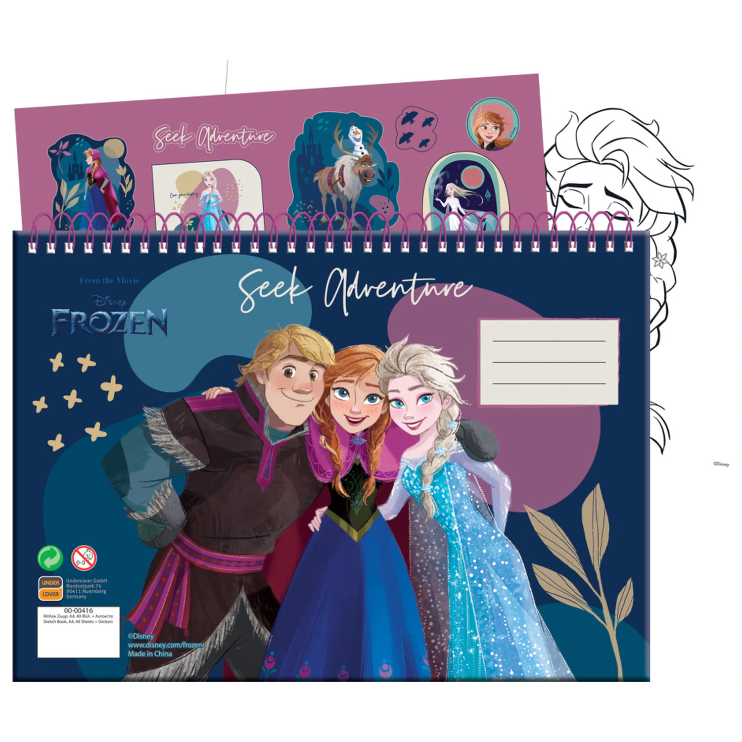 Disney Frozen Explore A/4 Spiral Sketchbook 40 Sheets with Stickers product photo
