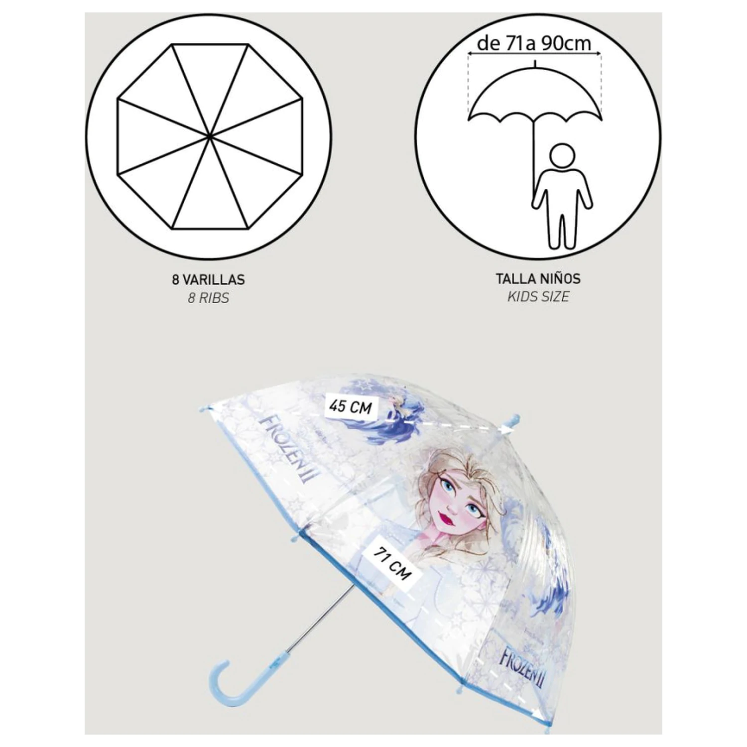 Disney Frozen Ice Queen Kids' Transparent Umbrella Ø71 cm product photo