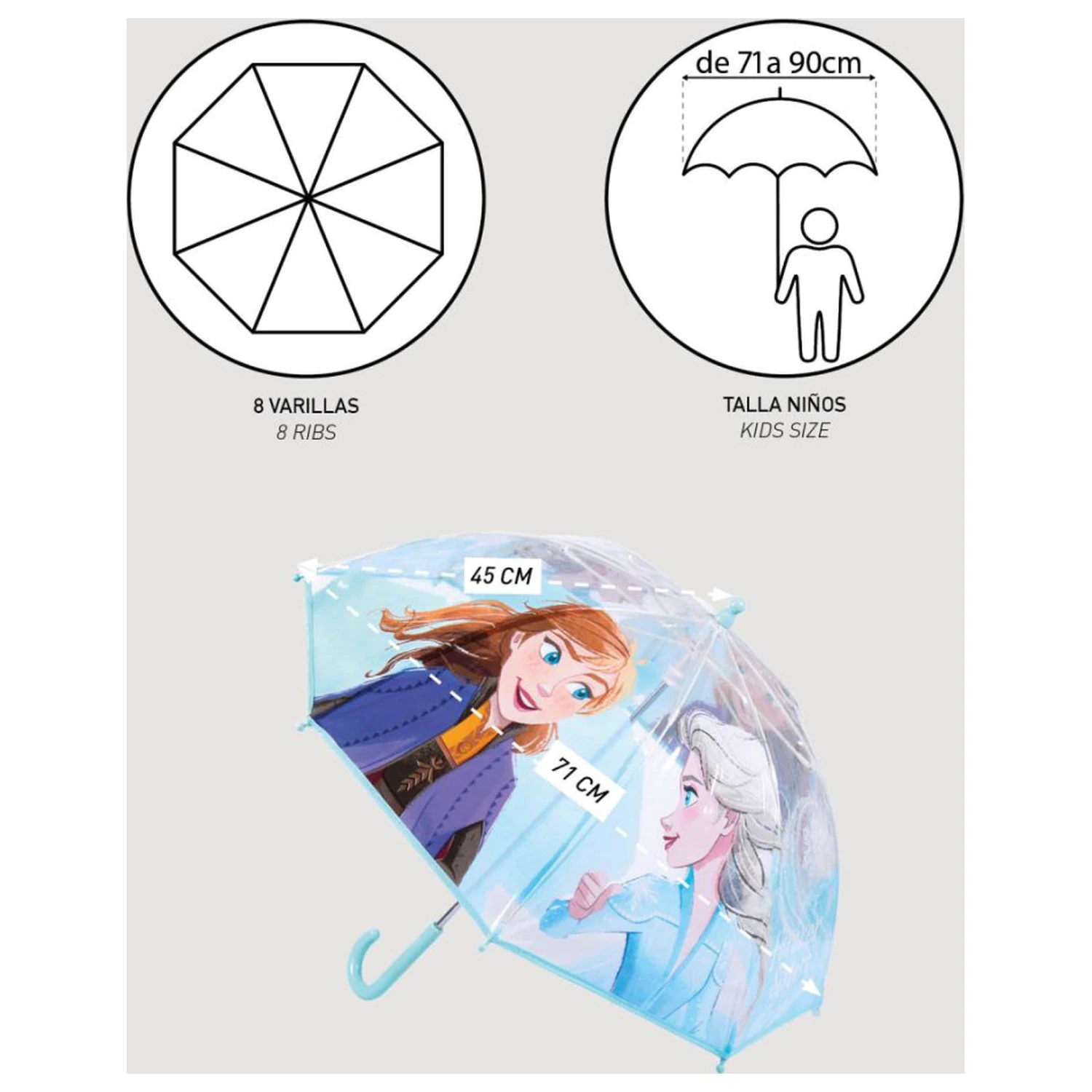 Disney Frozen Icy Drizzle Kids' Clear Umbrella Ø71 cm product photo