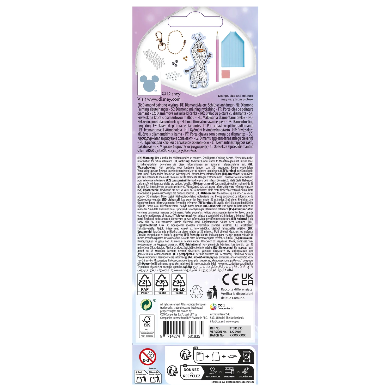 Disney Frozen Olaf Diamond Painting Keychain Kit product photo
