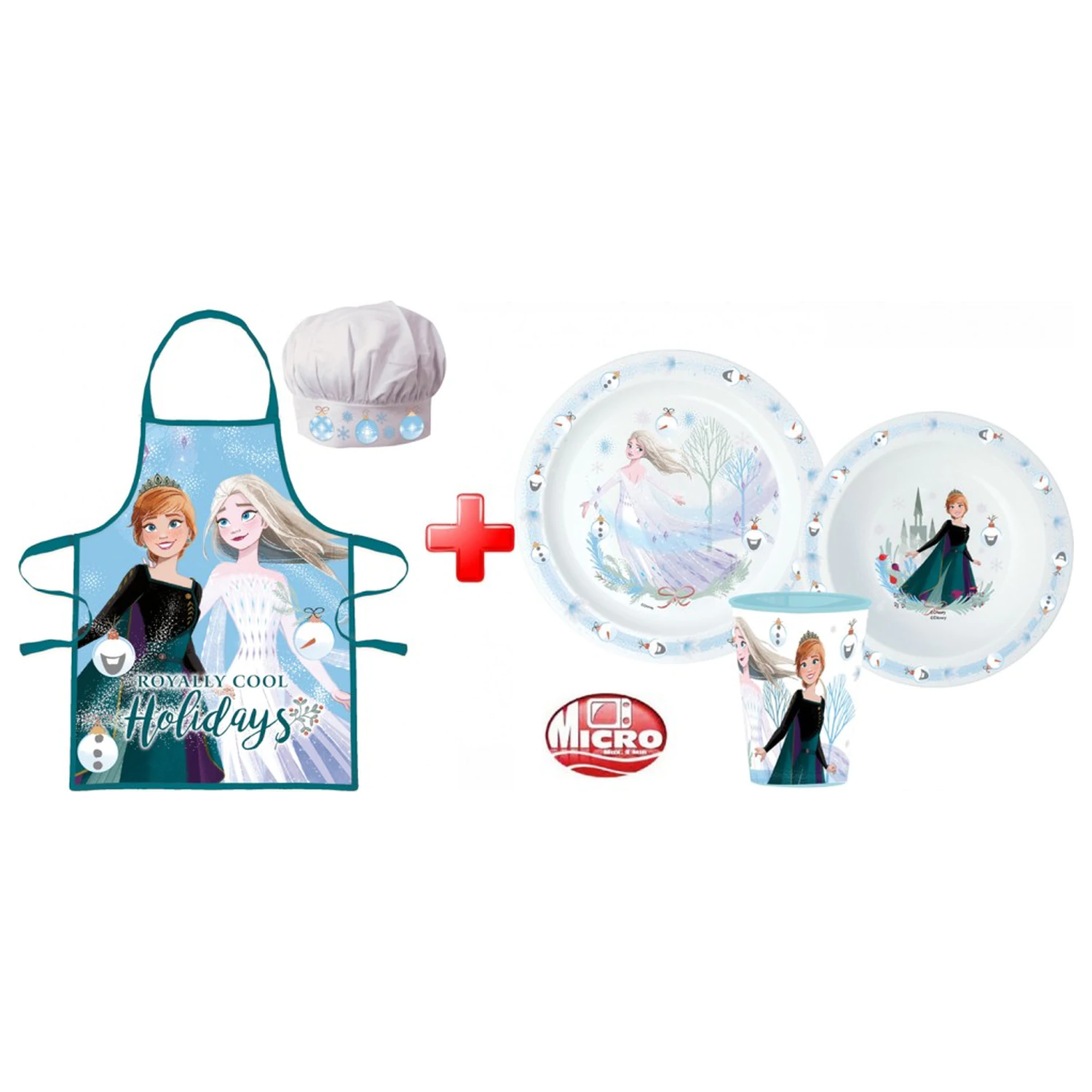 Disney Frozen Royally Cool Christmas Apron and Plastic Dinnerware Set product photo