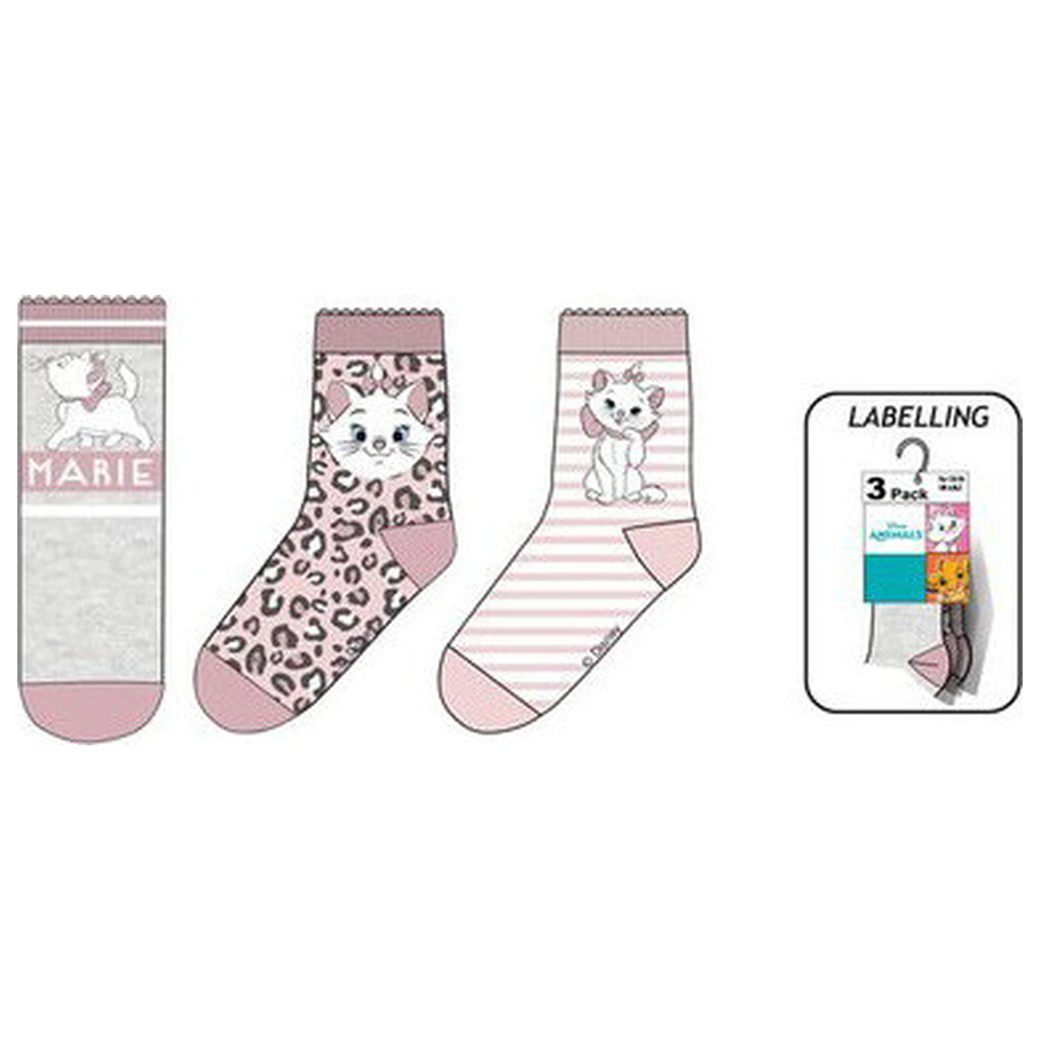 Disney Marie Cheetah Spots Kids Socks 27/30 product photo