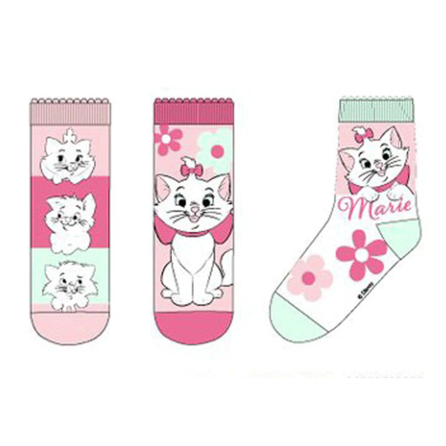 Disney Marie Fancy Pink Kids Socks 27/30 product photo