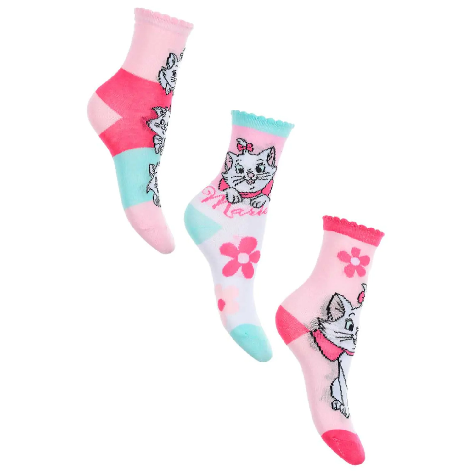 Disney Marie Fancy Pink Kids Socks 27/30 product photo