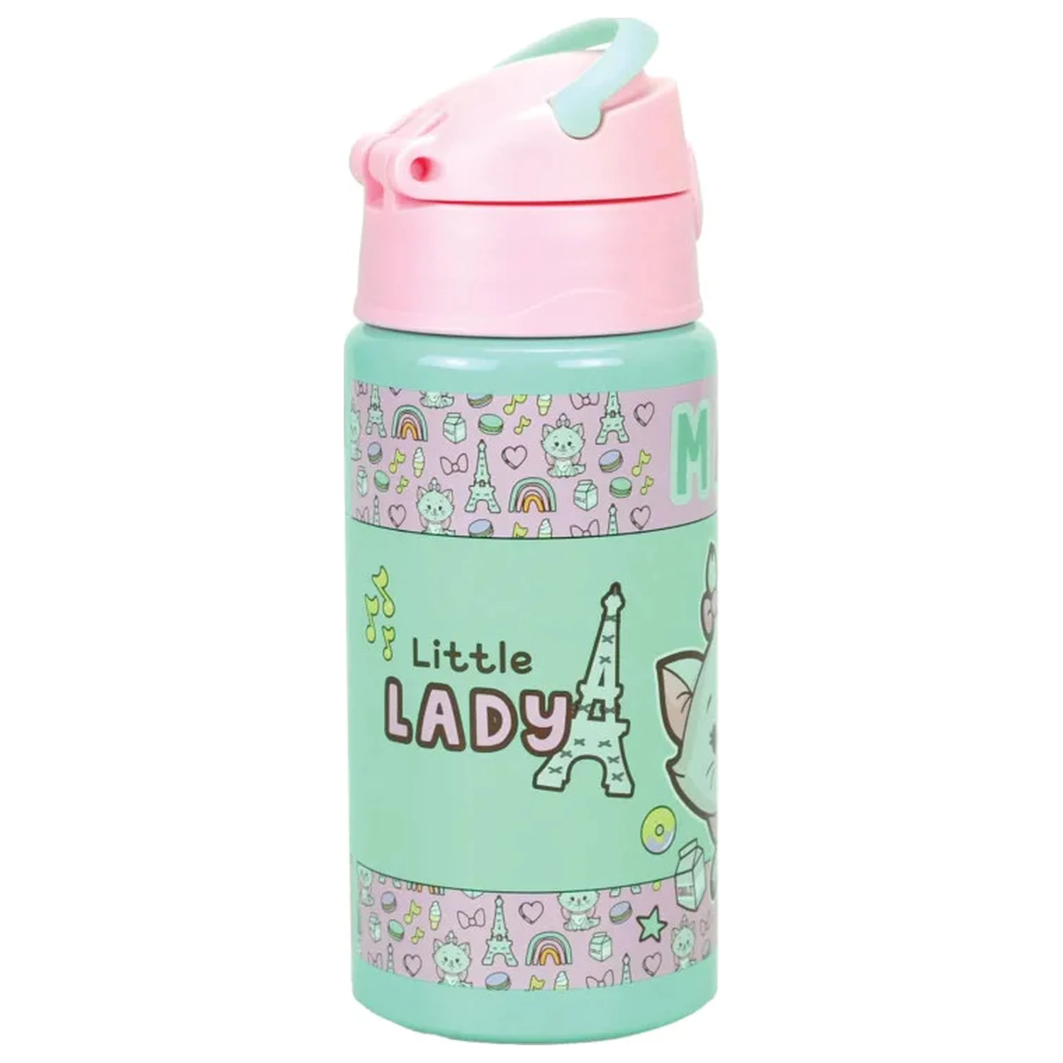 Disney Marie Little Lady aluminum straw water bottle with hanger 500 ml product photo