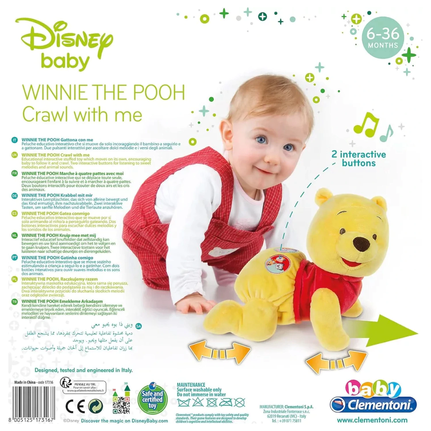 Disney Winnie the Pooh Happy interactive crawling plush figure product photo