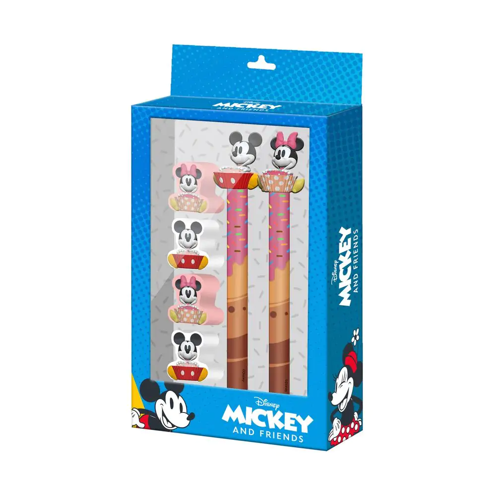 Disney Mickey & Minnie Pen + Pencil + 4 erasers pack product photo