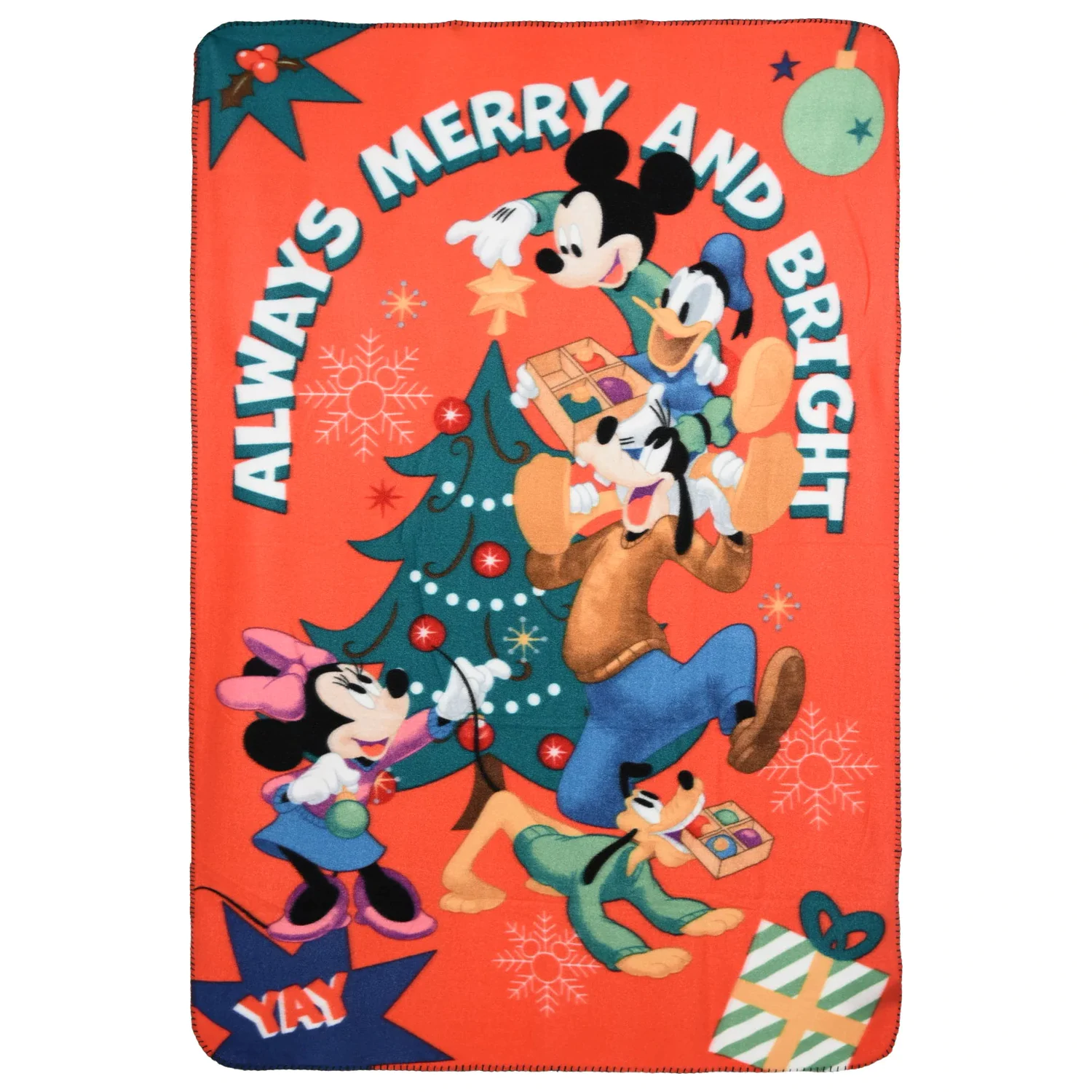 Disney Mickey Bright Christmas fleece blanket 100x150cm product photo