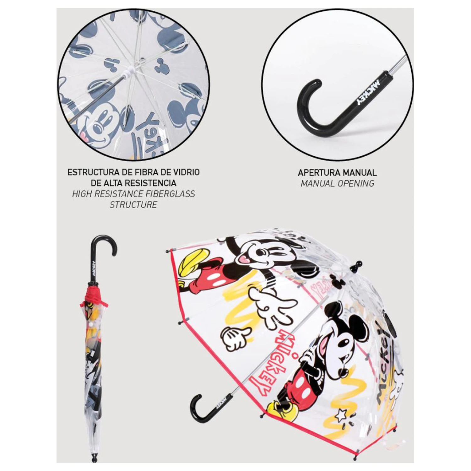 Disney Mickey Cartoon Kids Transparent Umbrella product photo