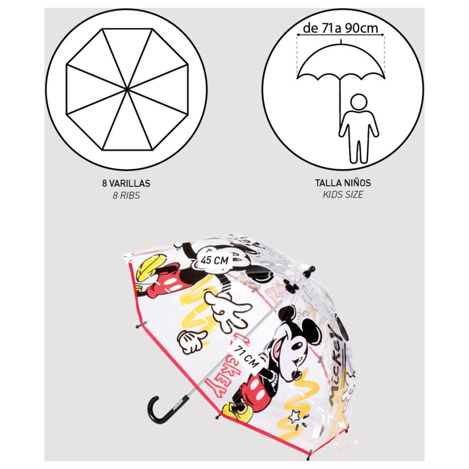 Disney Mickey Cartoon Kids Transparent Umbrella product photo