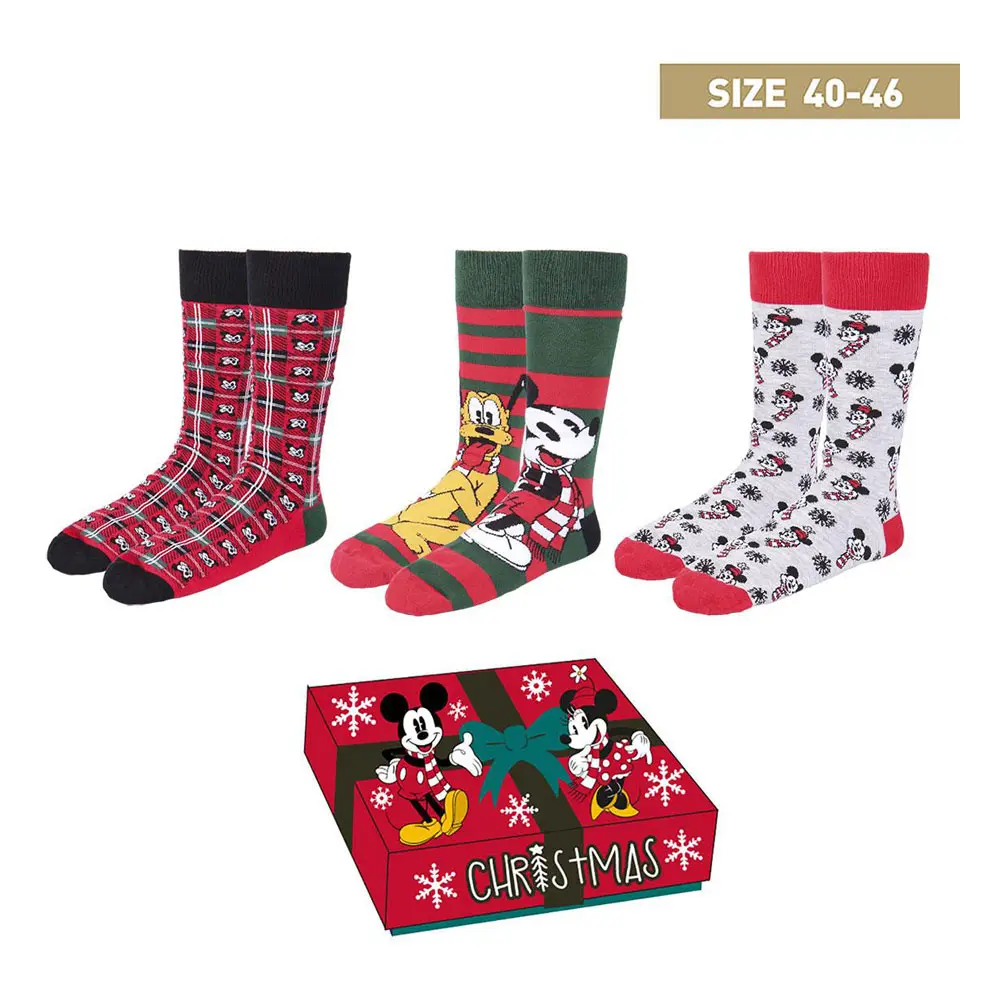 Disney Socks 3-Pack Mickey Christmas Collection 40-46 product photo