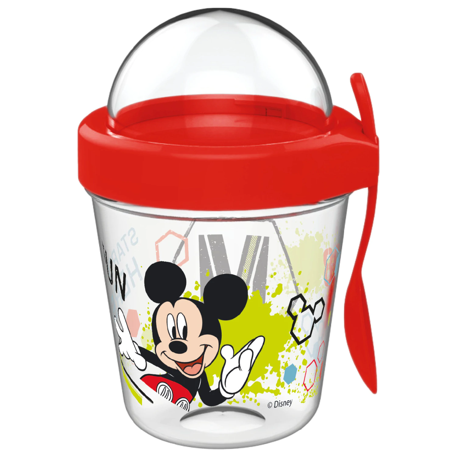 Disney Mickey Fun Cup with Snack Holder Lid and Spoon 350 ml product photo
