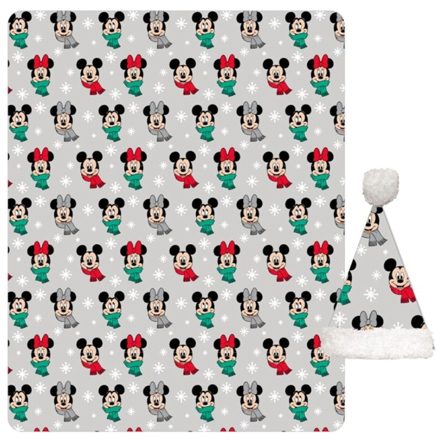 Disney Mickey, Minnie Christmas Noel Coral Fleece Blanket and Hat Set product photo
