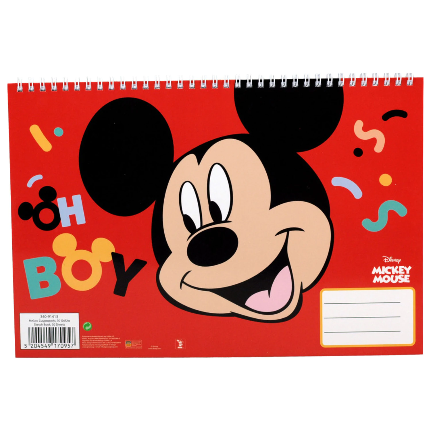 Disney Mickey Oh Boy A4 Spiral Sketchbook, 30 sheets product photo