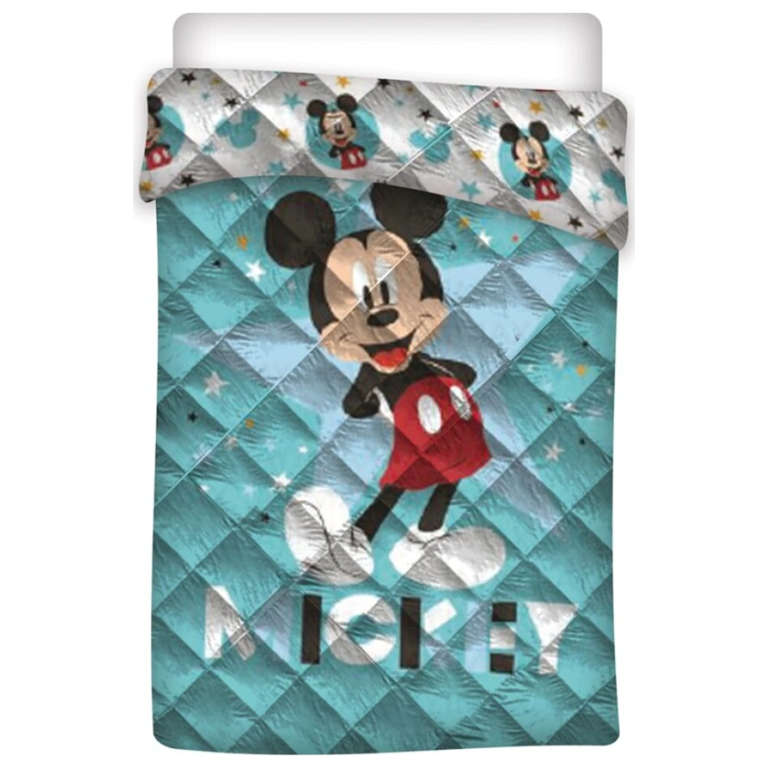 Disney Mickey Pose Blue Quilted Bedspread product photo