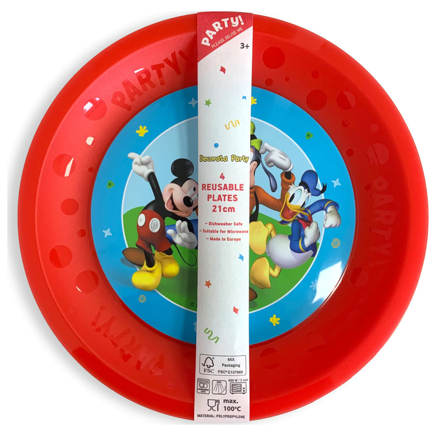 Disney Mickey Rock the House micro premium plastic flat plate 4-piece set 21 cm product photo