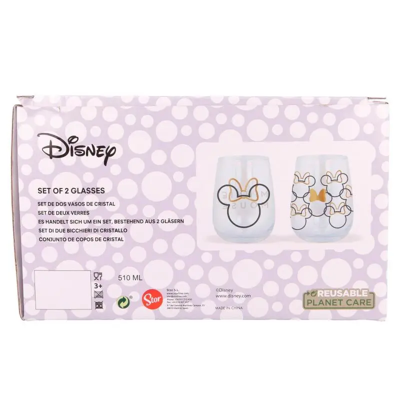 Disney Minnie set of 2 crystal glasses product photo
