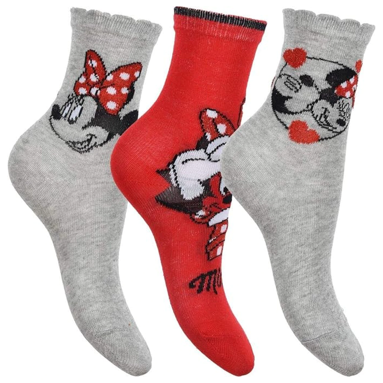 Disney Minnie Mouse Red Bow Children's Socks 31/34 product photo