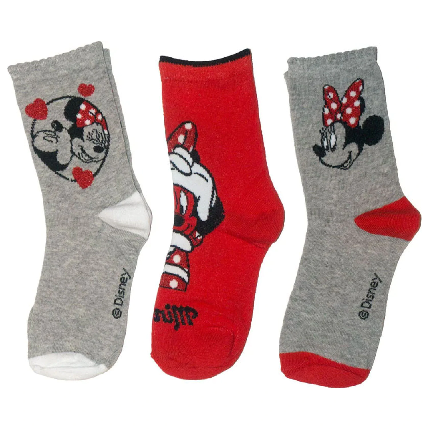 Disney Minnie Mouse Red Bow Children's Socks 31/34 product photo