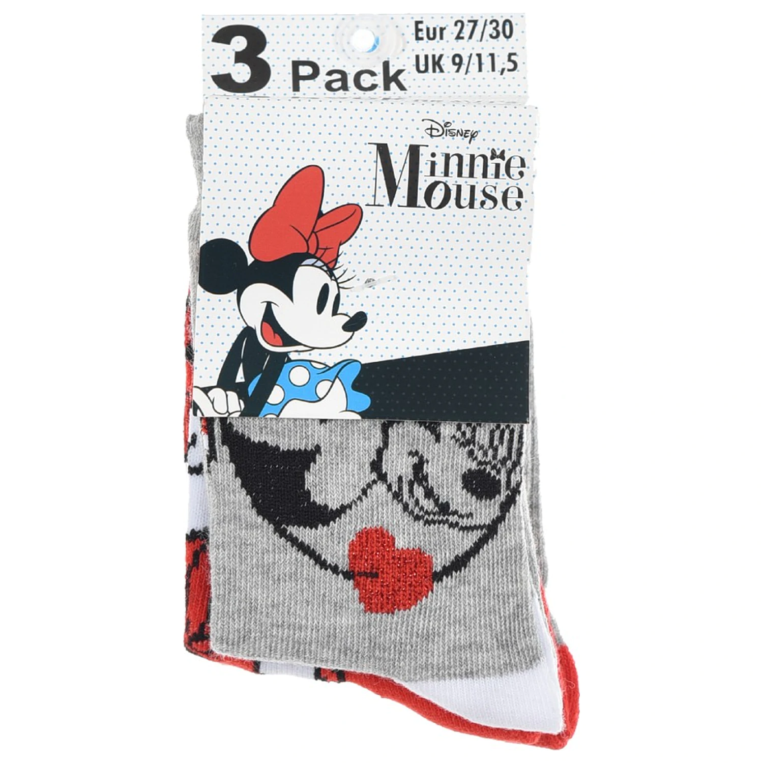 Disney Minnie Mouse Red Bow Children's Socks 31/34 product photo